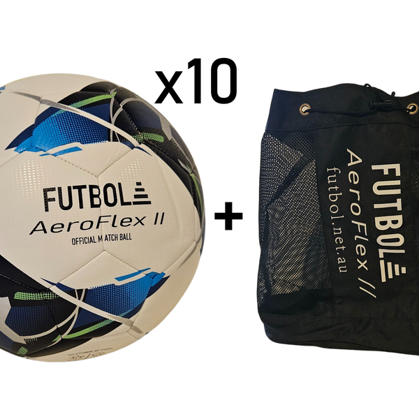10 PACK Aeroflex II Footballs inc. Ball Bag