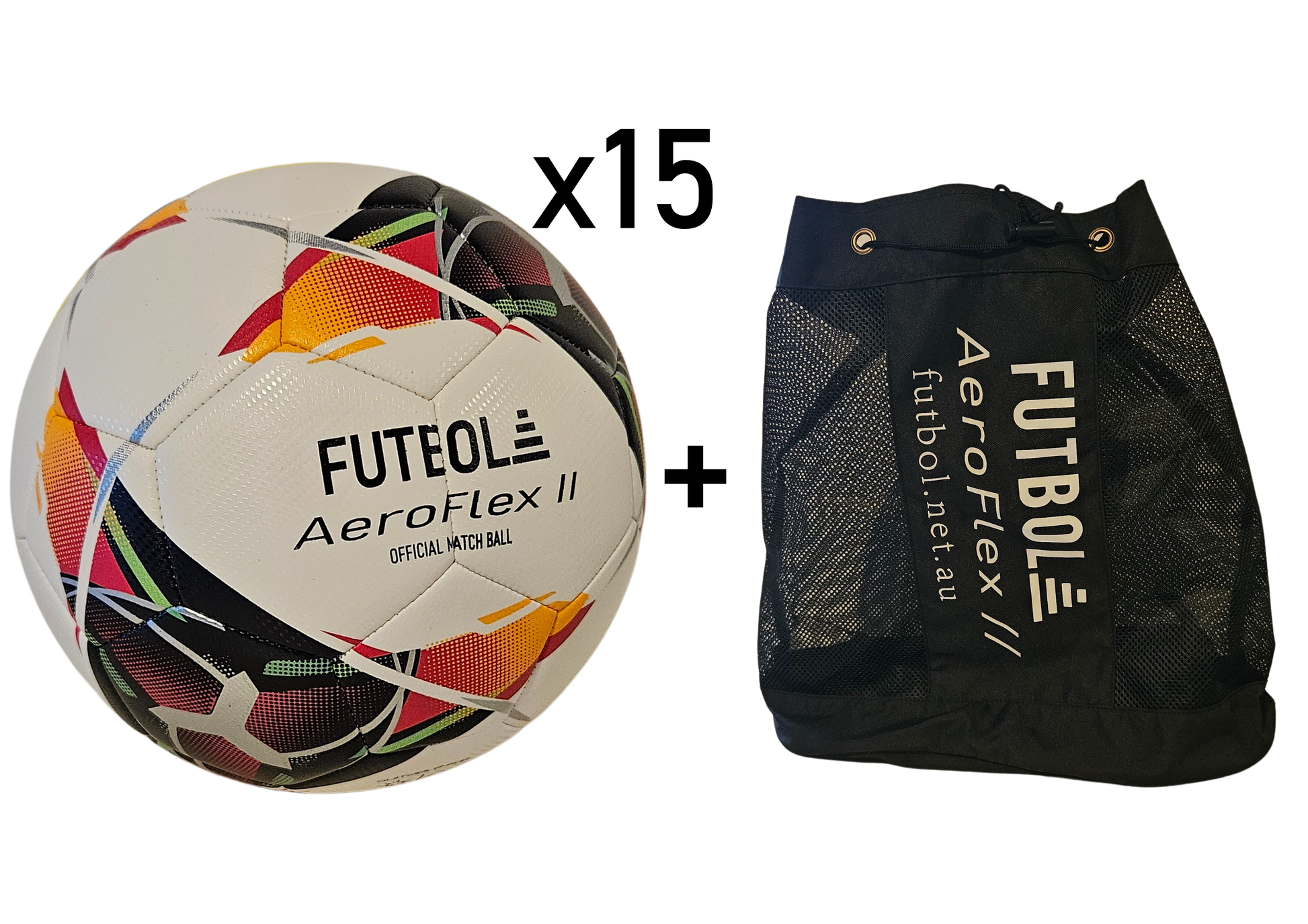 15 PACK Aeroflex II Footballs inc. Ball Bag