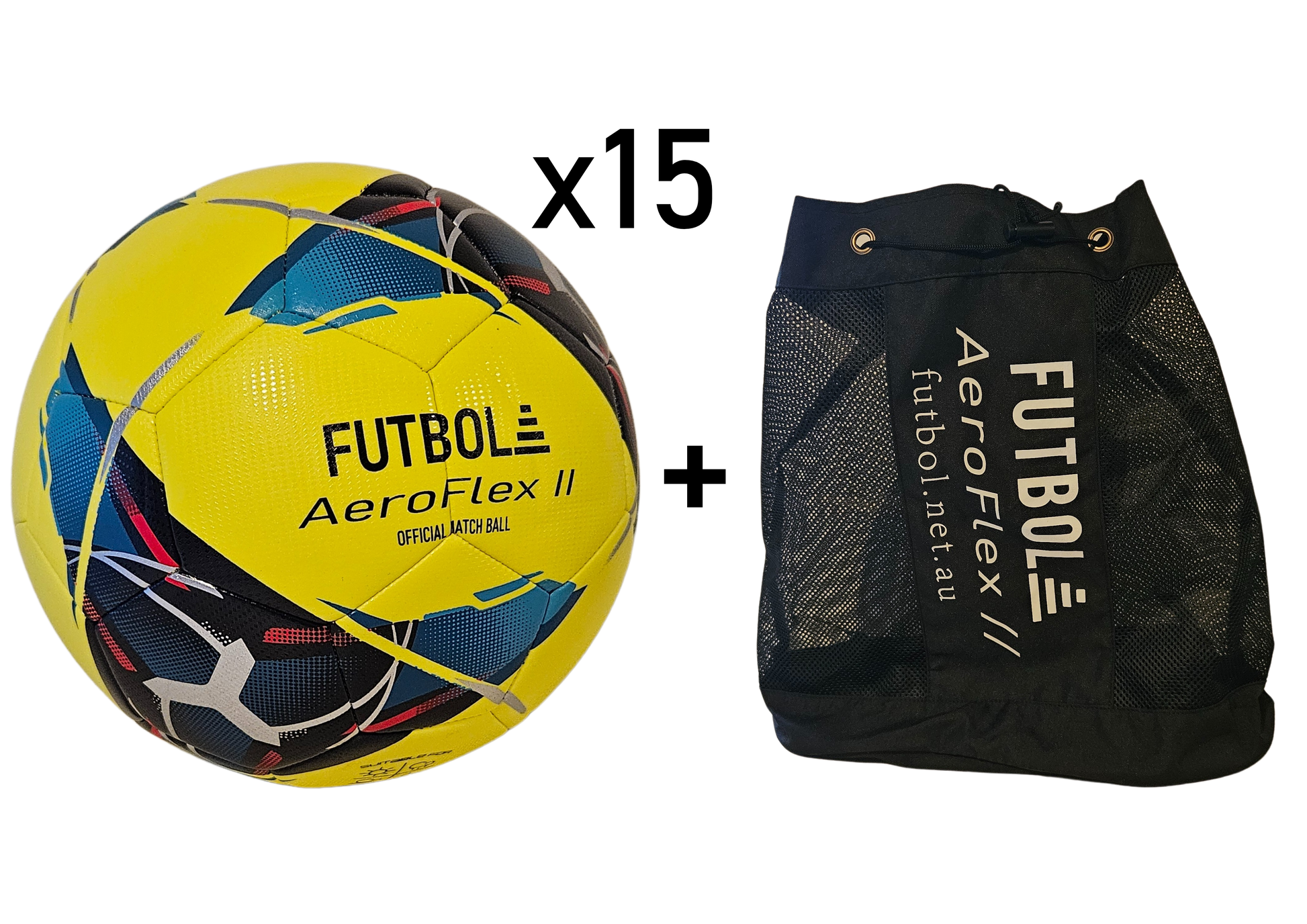 15 PACK Aeroflex II Footballs inc. Ball Bag